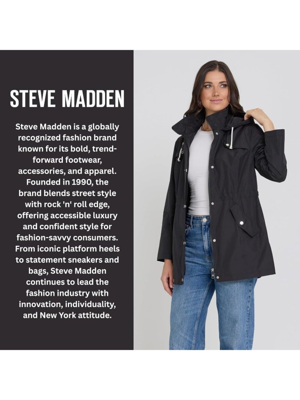 Women's Black Comfort Waterproof Hooded Anorak Windbreaker Coat Rain Jacket - Picture 7 of 7